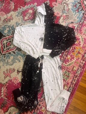 Wildfox SAMPLE Black and White Star Split Track Set